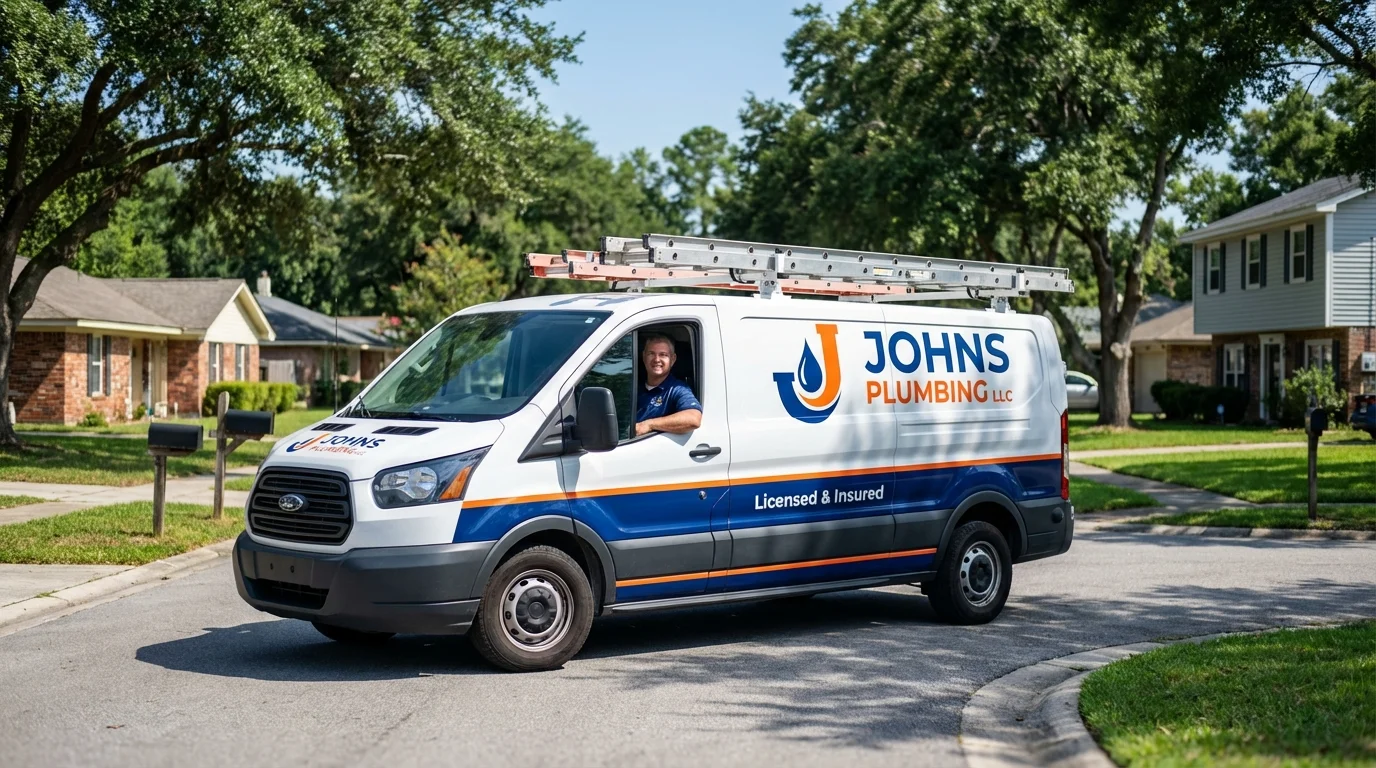 Johns Plumbing LLC service van in South Lyon, MI
