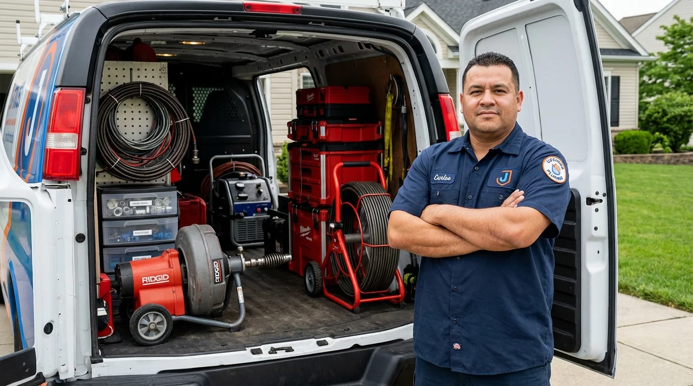 Professional drain cleaning equipment and Johns Plumbing LLC plumber in South Lyon