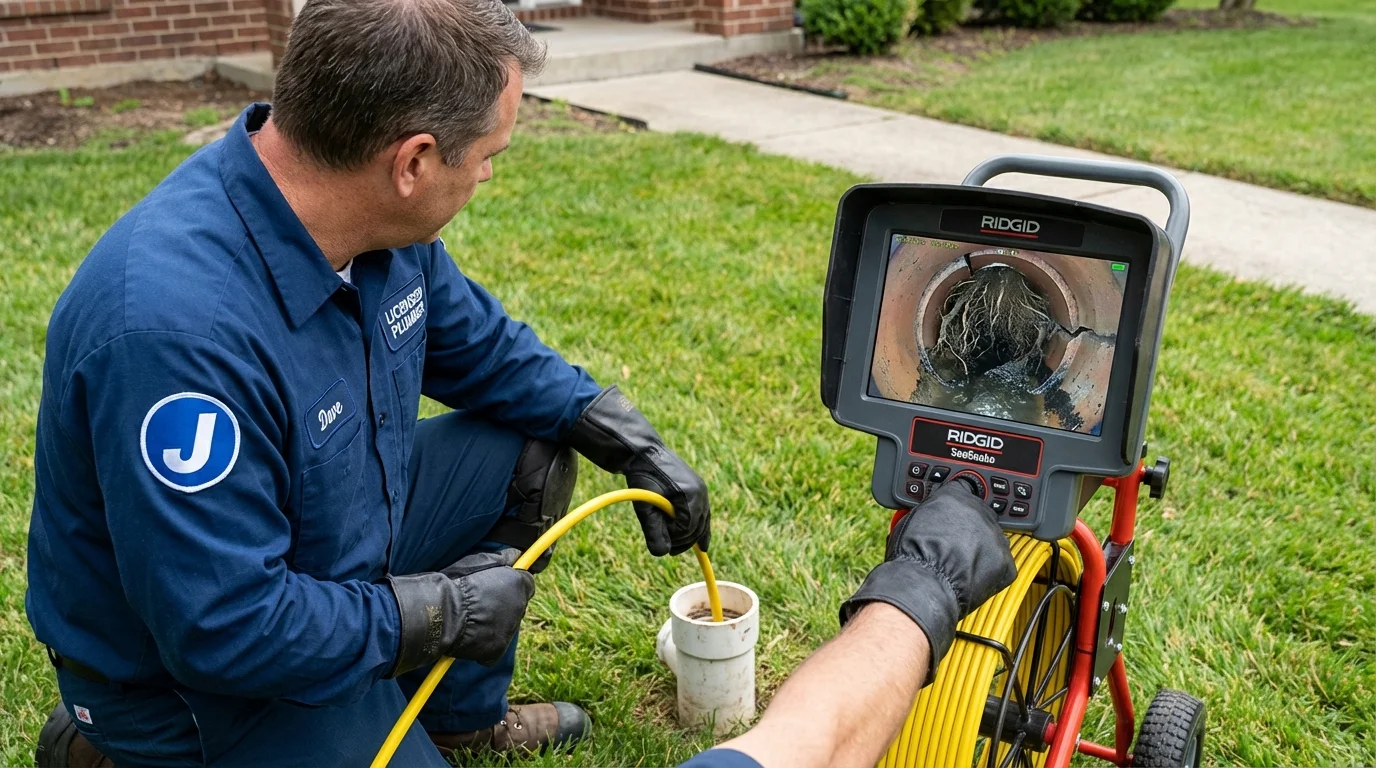 Sewer camera inspection being performed by Johns Plumbing LLC in South Lyon