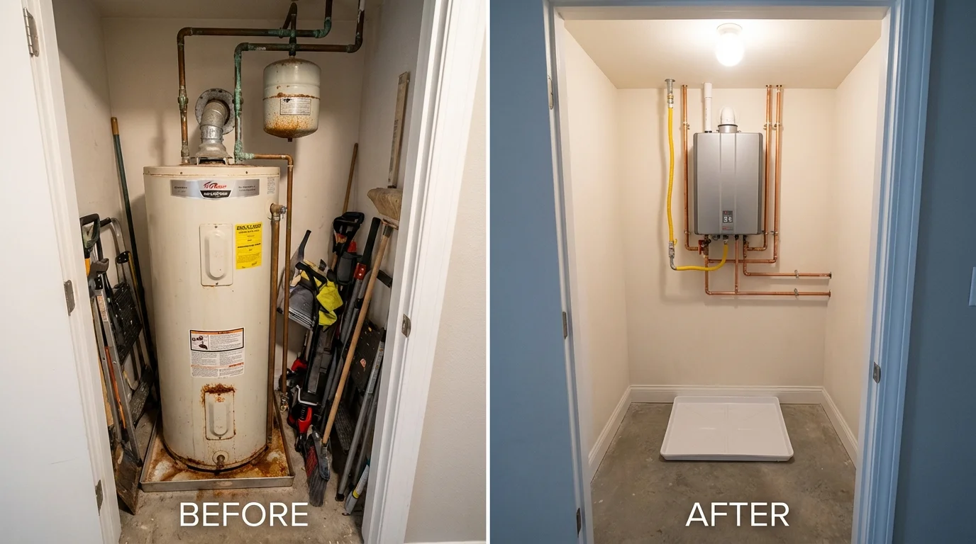 Tank water heater versus wall-mounted tankless unit comparison for South Lyon, MI homeowners